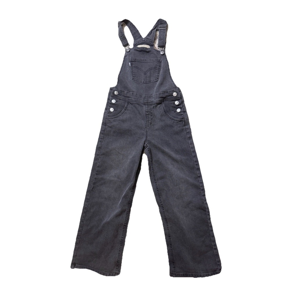 Levi's SilverTab Girls Denim Overalls Size 10 Regular Black Gray Jeans